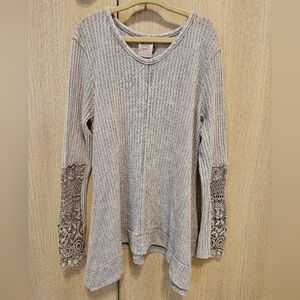 For All Seasons Paper Crane Girls Long-Sleeve Waffle Knit Bohemian Chic Top